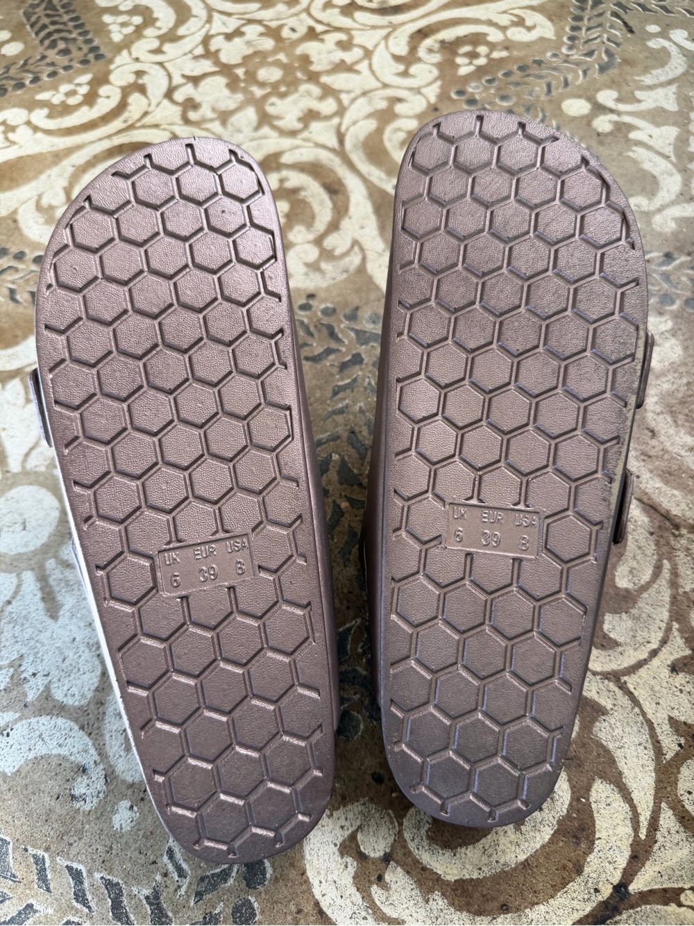 MIA sz 8 NEW Metallic Rose Bronze Double-Buckle Slides. - Picture 5 of 8